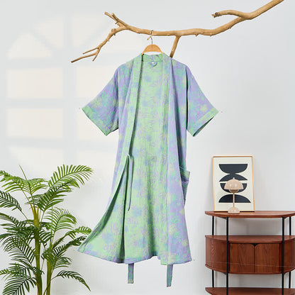 Ownkoti Refresh Floral Double-Gauze Kimono Bathrobe - Purple - 2XL - image 0