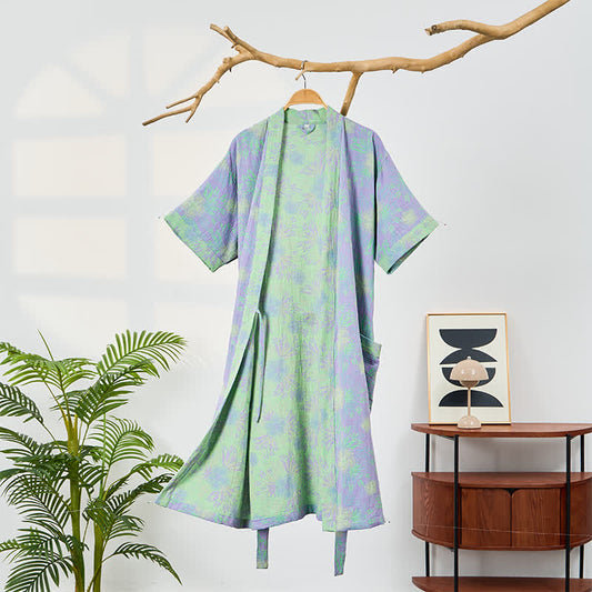 Ownkoti Refresh Floral Double-Gauze Kimono Bathrobe - Purple - 2XL - image 0
