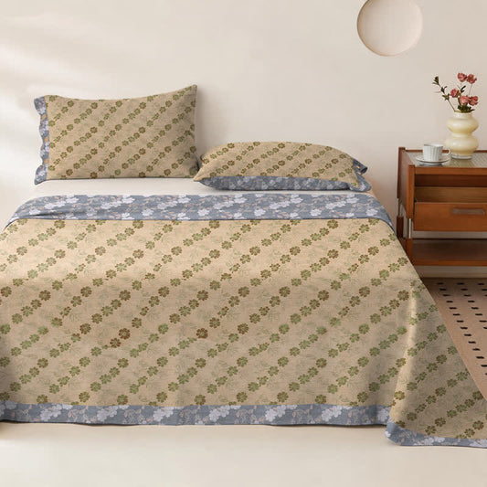 Ownkoti Elegant Floral Cotton Double Gauze Bedspread - Bedspread with 2PCS Pillowcases - King - Grey&Yellow - image 0