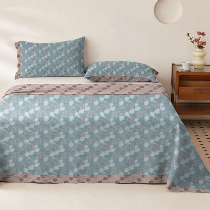 Ownkoti Elegant Floral Cotton Double Gauze Bedspread - Bedspread with 2PCS Pillowcases - King - Blue&Pink - image 0