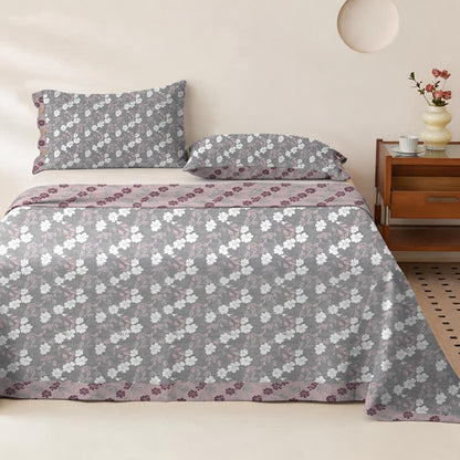 Ownkoti Elegant Floral Cotton Double Gauze Bedspread - Bedspread with 2PCS Pillowcases - King - Grey&Pink - image 6