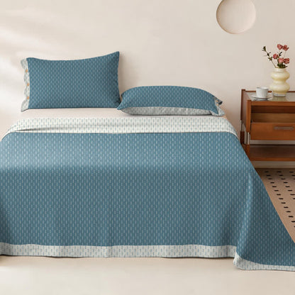 Ownkoti Mini Dot Cotton Double Gauze Bedspread - Bedspread with 2PCS Pillowcases - King - Blue - image 3