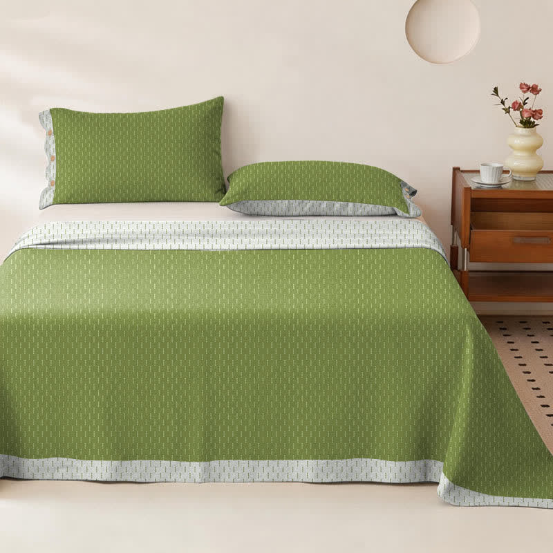 Ownkoti Mini Dot Cotton Double Gauze Bedspread - Bedspread with 2PCS Pillowcases - King - Green - image 6