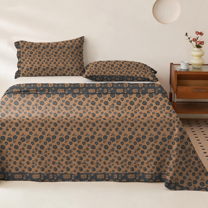 Ownkoti Dark Botanical Cotton Double Gauze Bedspread - Bedspread with 2PCS Pillowcases - King - image 0
