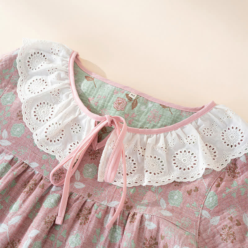 Ownkoti Rose Cotton Gauze Lace Loungewear Set - image 5