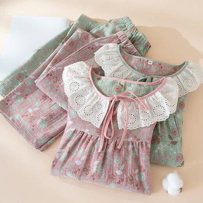 Ownkoti Rose Cotton Gauze Lace Loungewear Set - image 1
