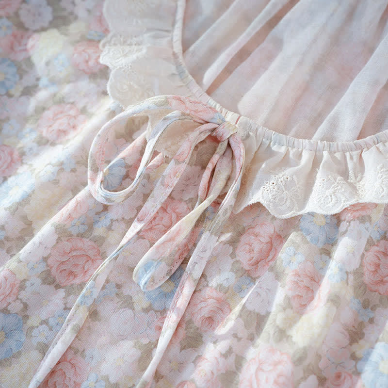 Ownkoti Rustic Floral Cotton Gauze Ruffle Pajamas - image 6