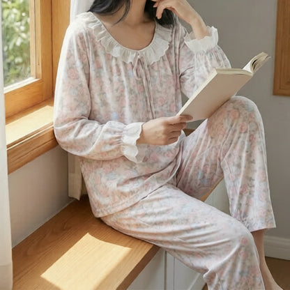 Ownkoti Rustic Floral Cotton Gauze Ruffle Pajamas - image 4
