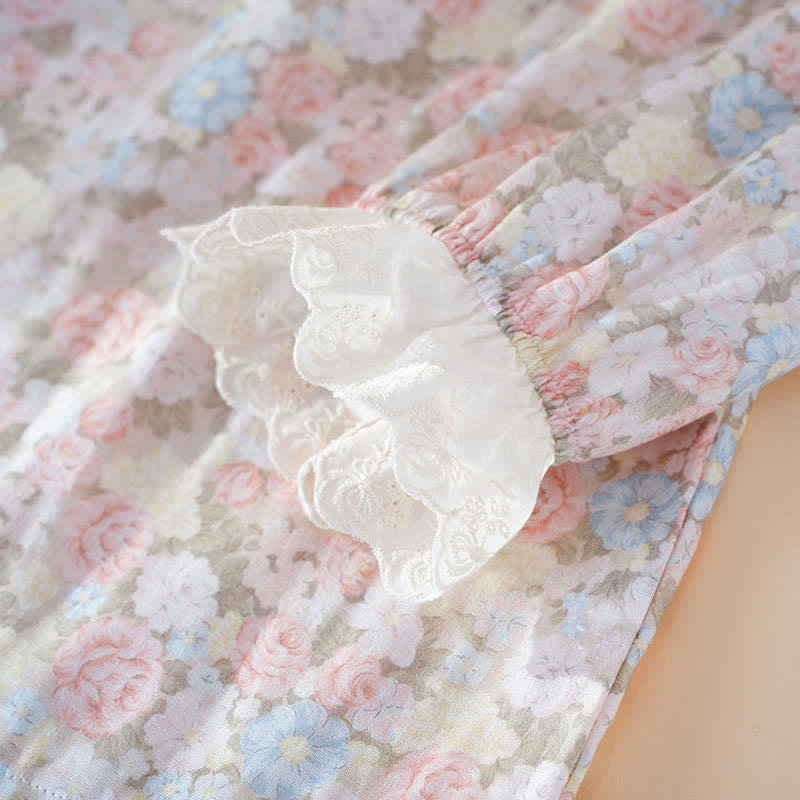 Ownkoti Rustic Floral Cotton Gauze Ruffle Pajamas - image 7