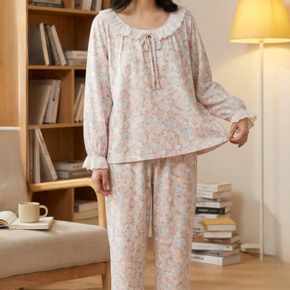 Ownkoti Rustic Floral Cotton Gauze Ruffle Pajamas - image 3