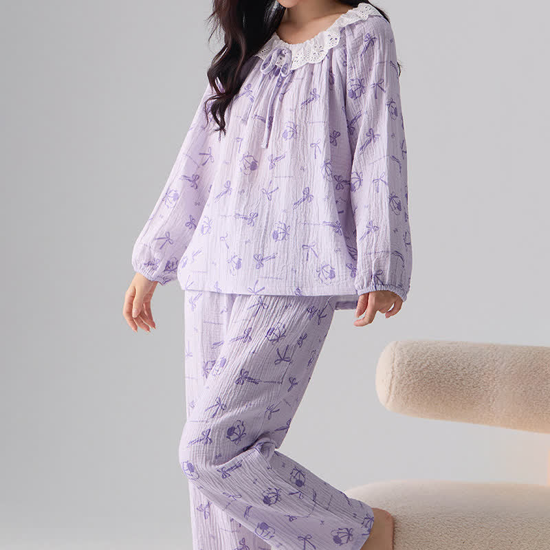 Ownkoti Sweet Cherry & Bow Cotton Gauze Pajamas - image 4