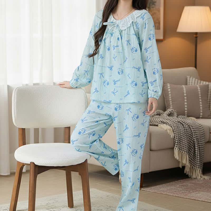 Ownkoti Sweet Cherry & Bow Cotton Gauze Pajamas - image 8