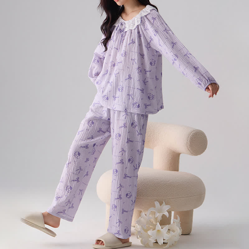 Ownkoti Sweet Cherry & Bow Cotton Gauze Pajamas - image 3