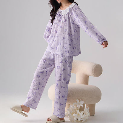 Ownkoti Sweet Cherry & Bow Cotton Gauze Pajamas - image 3