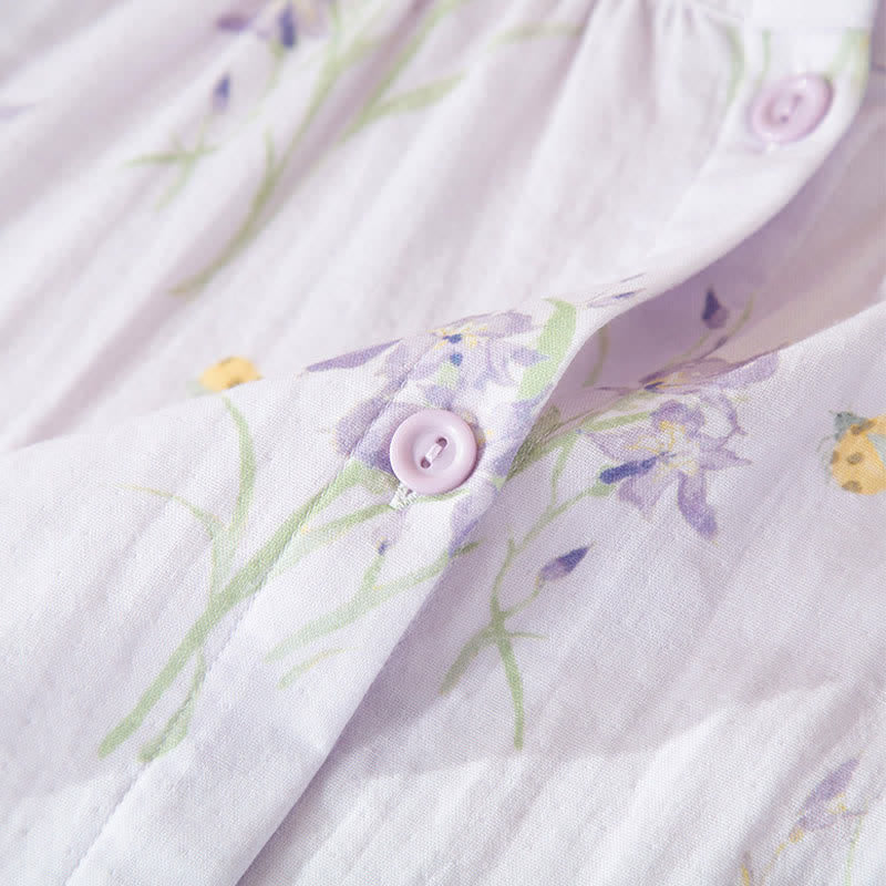 Ownkoti Elegant Purple Floral Cotton Gauze Pajamas - image 5