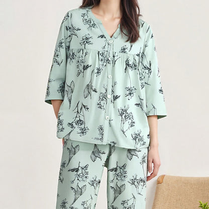 Ownkoti Floral Cotton 3/4 Sleeve Women's Pajamas - image 5