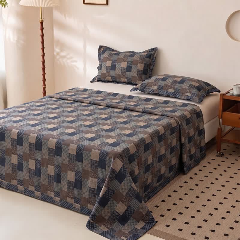 Ownkoti Retro Patchwork Style Cotton Gauze Bedspread - image 4