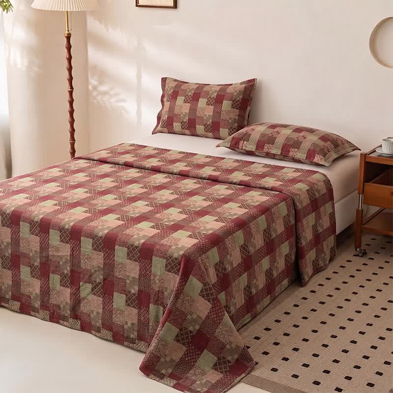 Ownkoti Retro Patchwork Style Cotton Gauze Bedspread - image 1