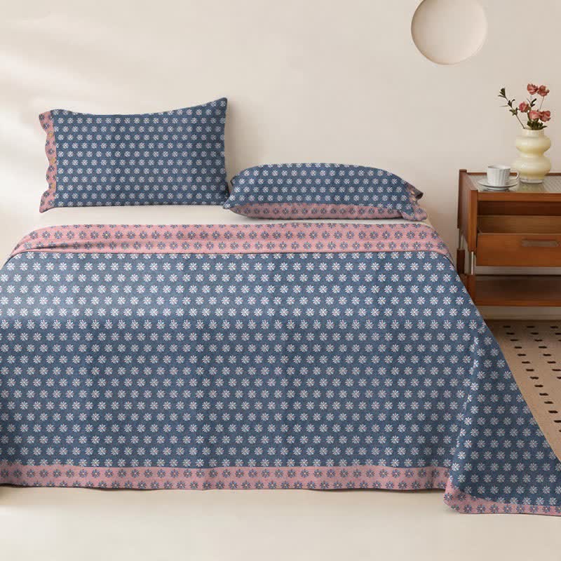 Ownkoti Daisy Floral Cotton Double Gauze Bedspread - Bedspread with 2PCS Pillowcases - King - image 0