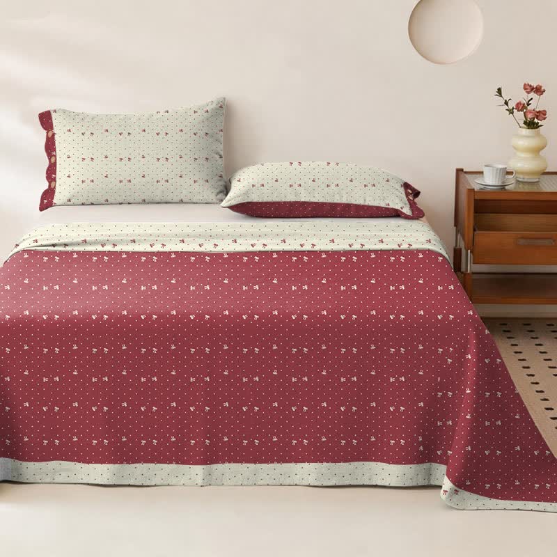 Ownkoti Bow & Polka Dot Cotton Gauze Bedspread - Bedspread with 2PCS Pillowcases - King - image 0