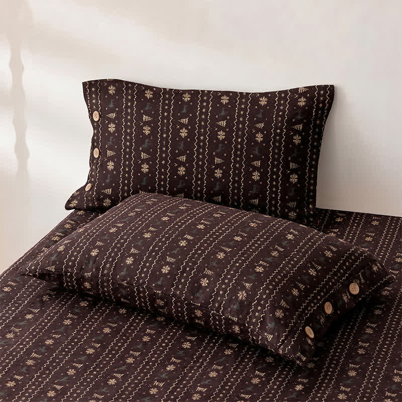 Ownkoti Festive Reindeer & Tree Cotton Gauze Bedspread - image 3