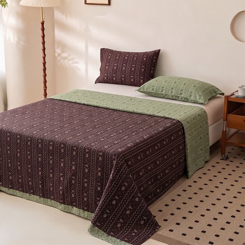 Ownkoti Festive Reindeer & Tree Cotton Gauze Bedspread - image 1
