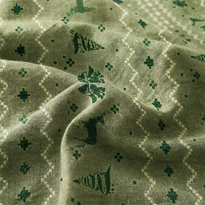 Ownkoti Festive Reindeer & Tree Cotton Gauze Bedspread - image 4
