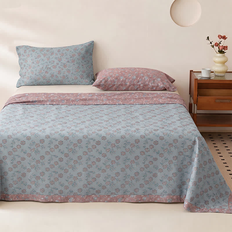 Ownkoti Ditsy Floral Reversible Cotton Gauze Bedspread - Bedspread with 2PCS Pillowcases - King - image 0