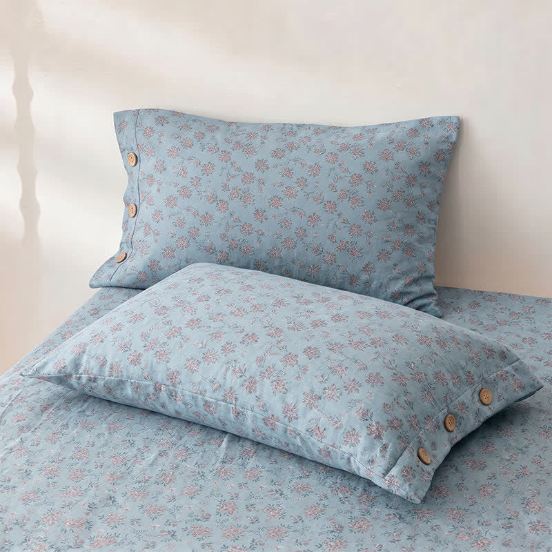 Ownkoti Ditsy Floral Reversible Cotton Gauze Bedspread - 2PCS Pillowcases - 19" × 29" - image 2