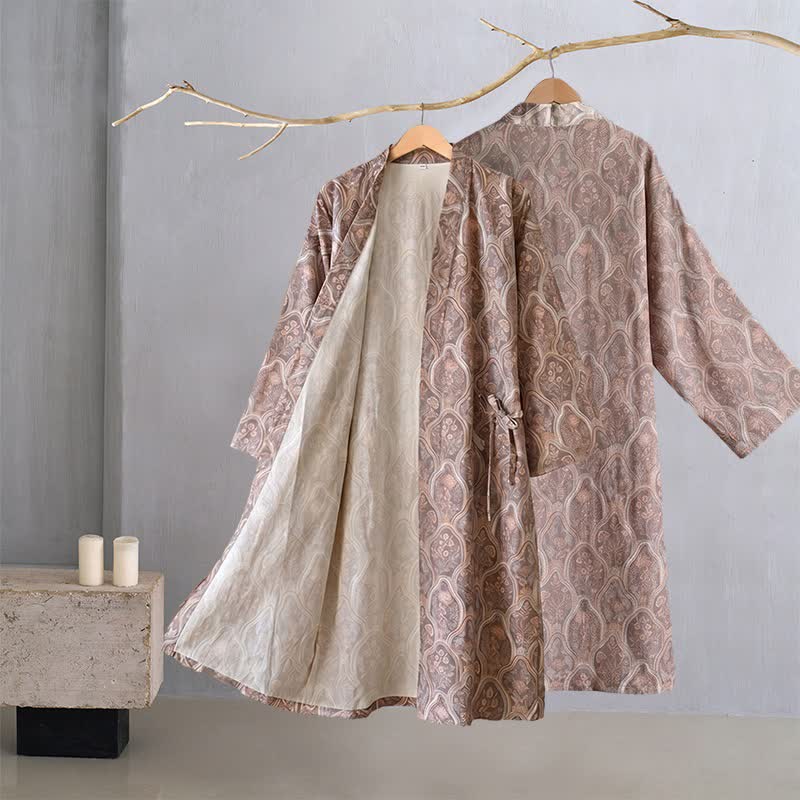 Ownkoti Boho Vintage Cotton Gauze Kimono Robe - image 1