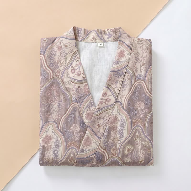 Ownkoti Boho Vintage Cotton Gauze Kimono Robe - image 2