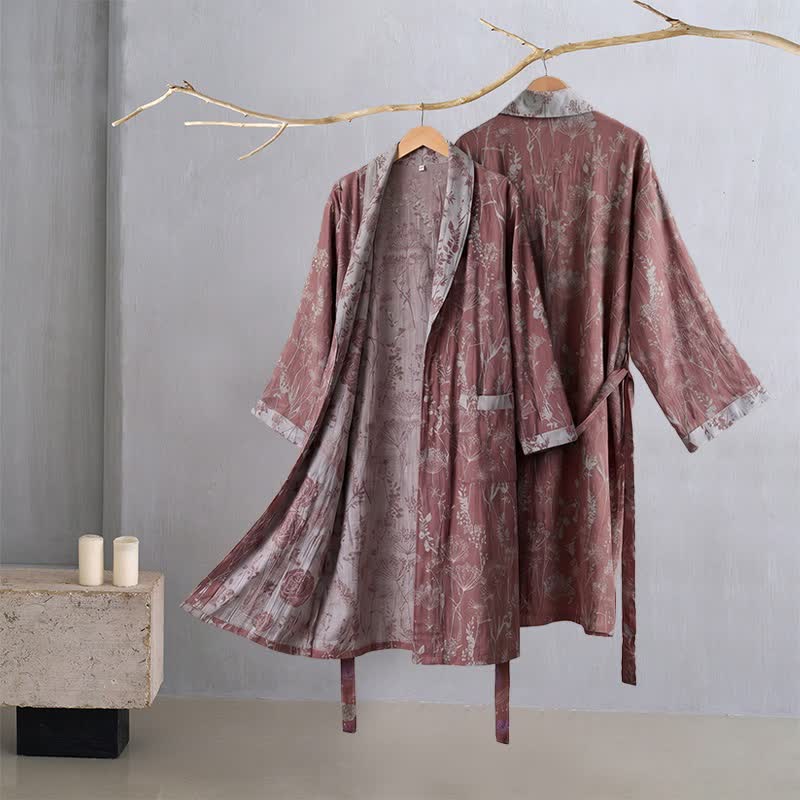 Ownkoti Vintage Botanical Cotton Double Gauze Robe - image 1