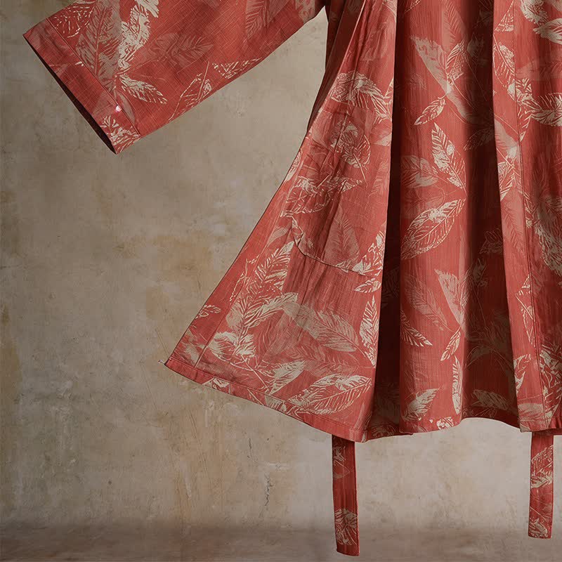 Ownkoti Coral Leaf Cotton Gauze Kimono Bathrobe - image 6