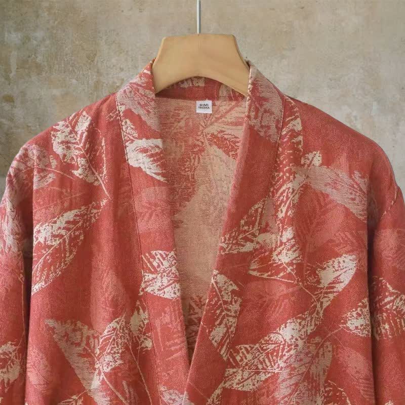 Ownkoti Coral Leaf Cotton Gauze Kimono Bathrobe - image 4