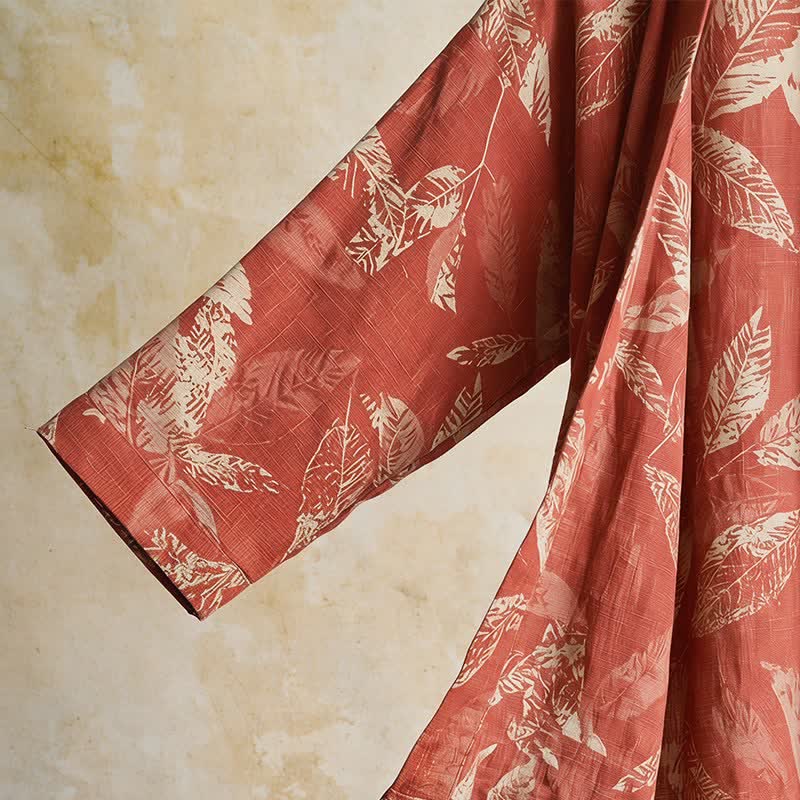 Ownkoti Coral Leaf Cotton Gauze Kimono Bathrobe - image 5