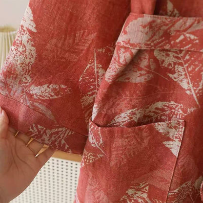 Ownkoti Coral Leaf Cotton Gauze Kimono Bathrobe - image 7