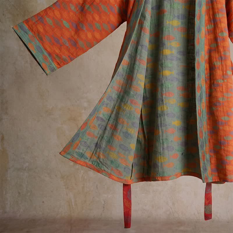 Ownkoti Fish Cotton Gauze Kimono Bathrobe - image 6