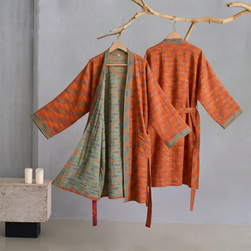Ownkoti Fish Cotton Gauze Kimono Bathrobe - image 1