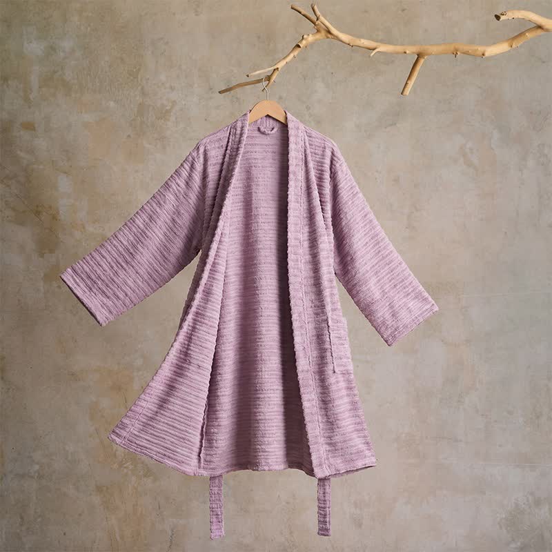 Ownkoti Cotton Waffle Weave Kimono Bathrobe - Purple - XL - image 0