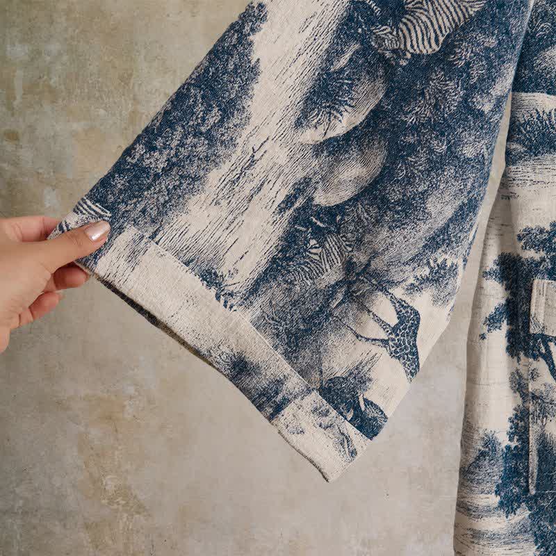 Ownkoti Toile Print Cotton Kimono Robe - image 4