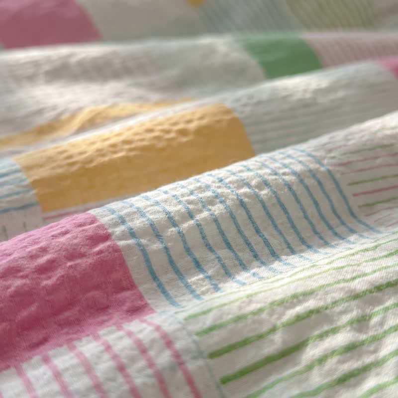 Ownkoti Multicolor Pastel Patchwork Cotton Bedding Set (4PCS) - image 5
