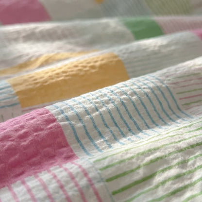 Ownkoti Multicolor Pastel Patchwork Cotton Bedding Set (4PCS) - image 5
