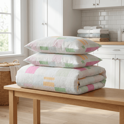 Ownkoti Multicolor Pastel Patchwork Cotton Bedding Set (4PCS) - image 3