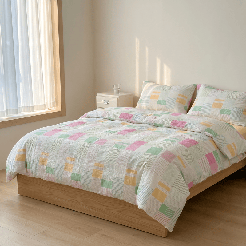 Ownkoti Multicolor Pastel Patchwork Cotton Bedding Set (4PCS) - image 1