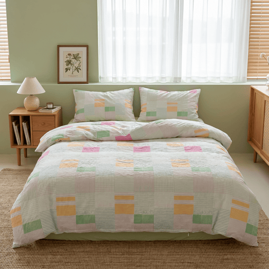 Ownkoti Multicolor Pastel Patchwork Cotton Bedding Set (4PCS) - image 0