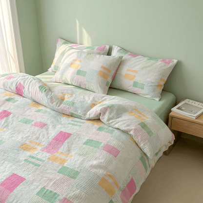 Ownkoti Multicolor Pastel Patchwork Cotton Bedding Set (4PCS) - image 2