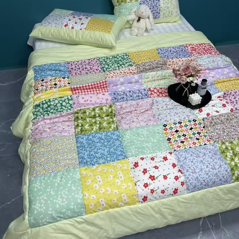 Ownkoti Colorful Patchwork Cotton Floral Bedding Set - Fruit Green - 4pcs Bedding Set - Queen - image 9