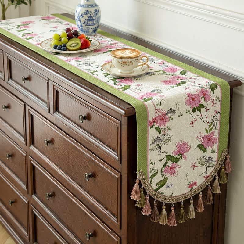 Ownkoti Pastoral Style Floral Tassel Table Runner - 16" x 102" - image 0