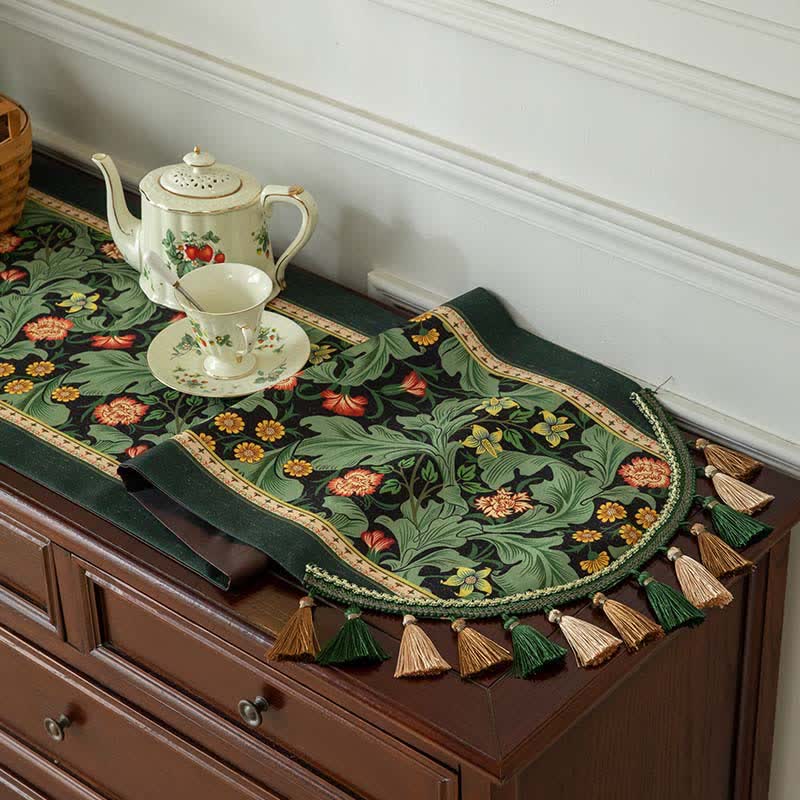 Ownkoti Tropical Botanical Table Runner with Tassel Trim - image 3