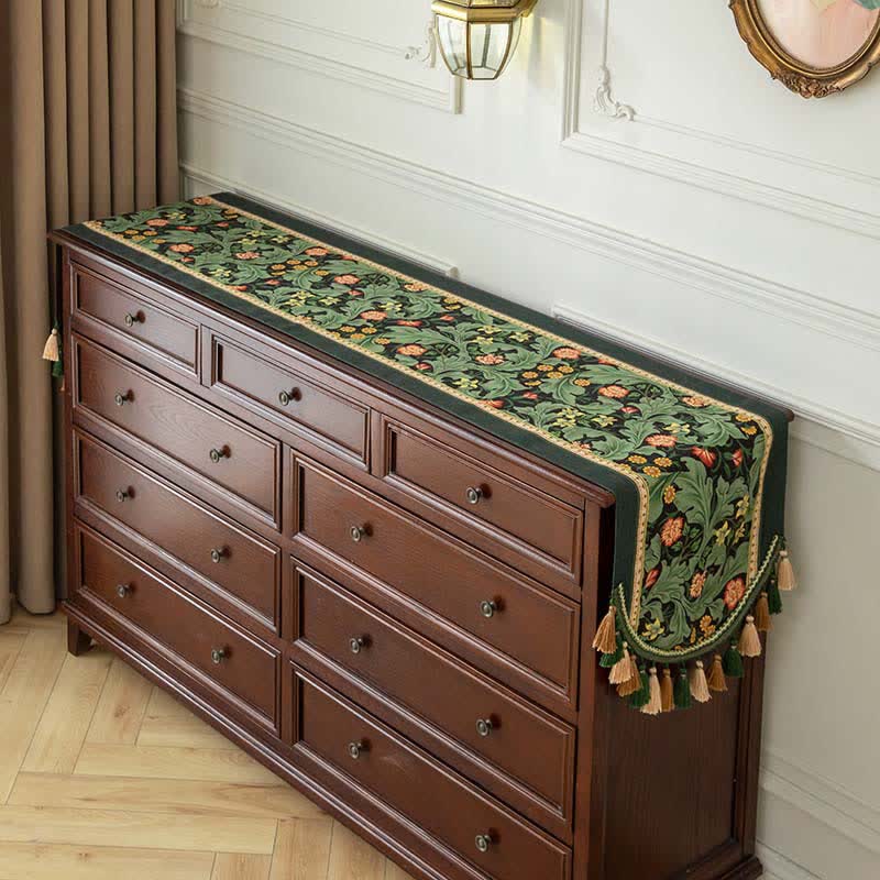 Ownkoti Tropical Botanical Table Runner with Tassel Trim - image 1